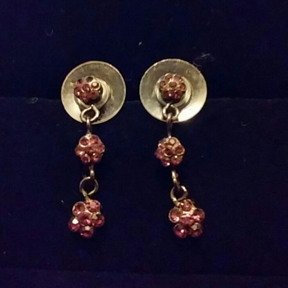 Purple flower dangle earrings